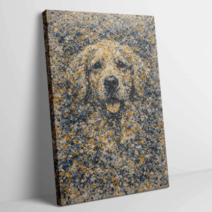 Golden Retriever Pollock-inspired Portrait, Goldie Wall Art Print
