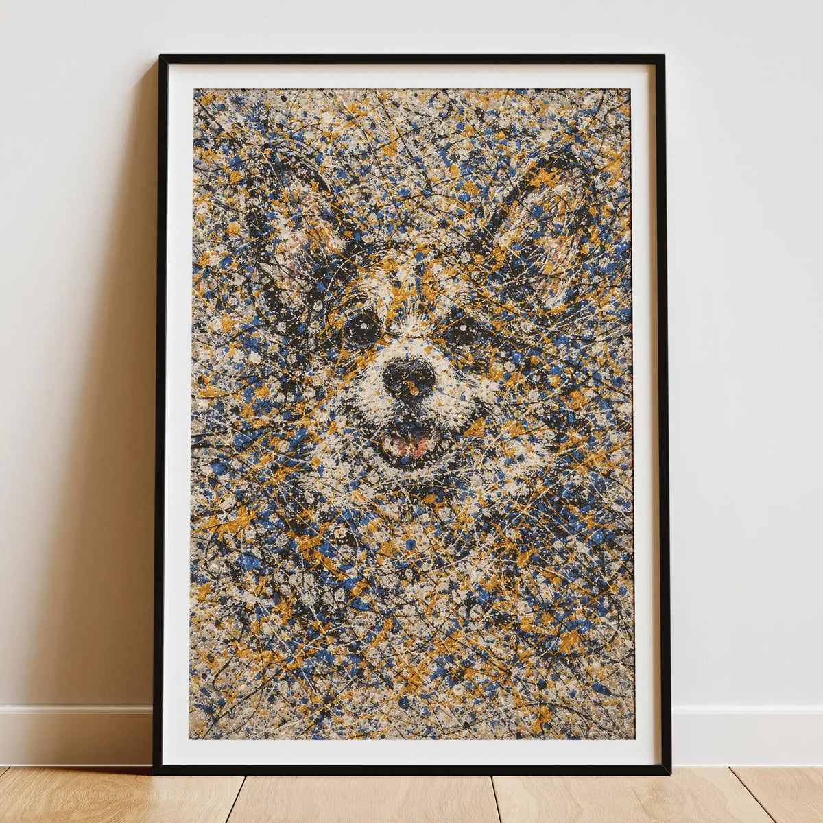 Corgi Pollock-Inspired Portrait, Wall Art Print