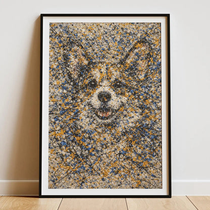 Corgi Pollock-Inspired Portrait, Wall Art Print