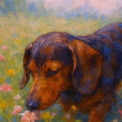 Dachshund Impressionist Portrait, Doxie Wall Art Print