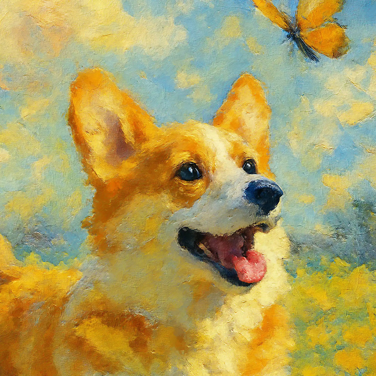 Corgi Impressionist Portrait, Wall Art Print