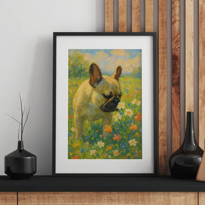 French Bulldog Impressionist-Inspired Portrait, Wall Art Print