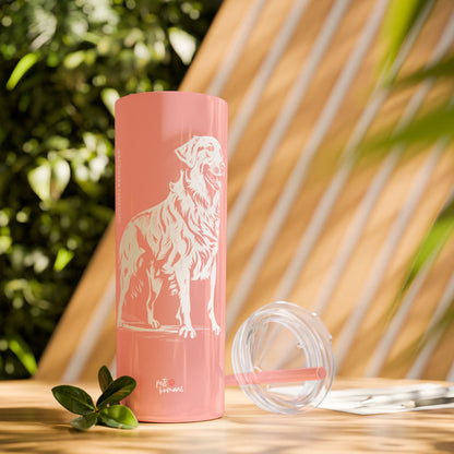 Golden Retriever Skinny Tumbler with Straw, 20oz