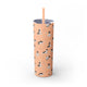 Doga French Bulldog Skinny Tumbler with Straw, 20oz (Black/Dark Blue)