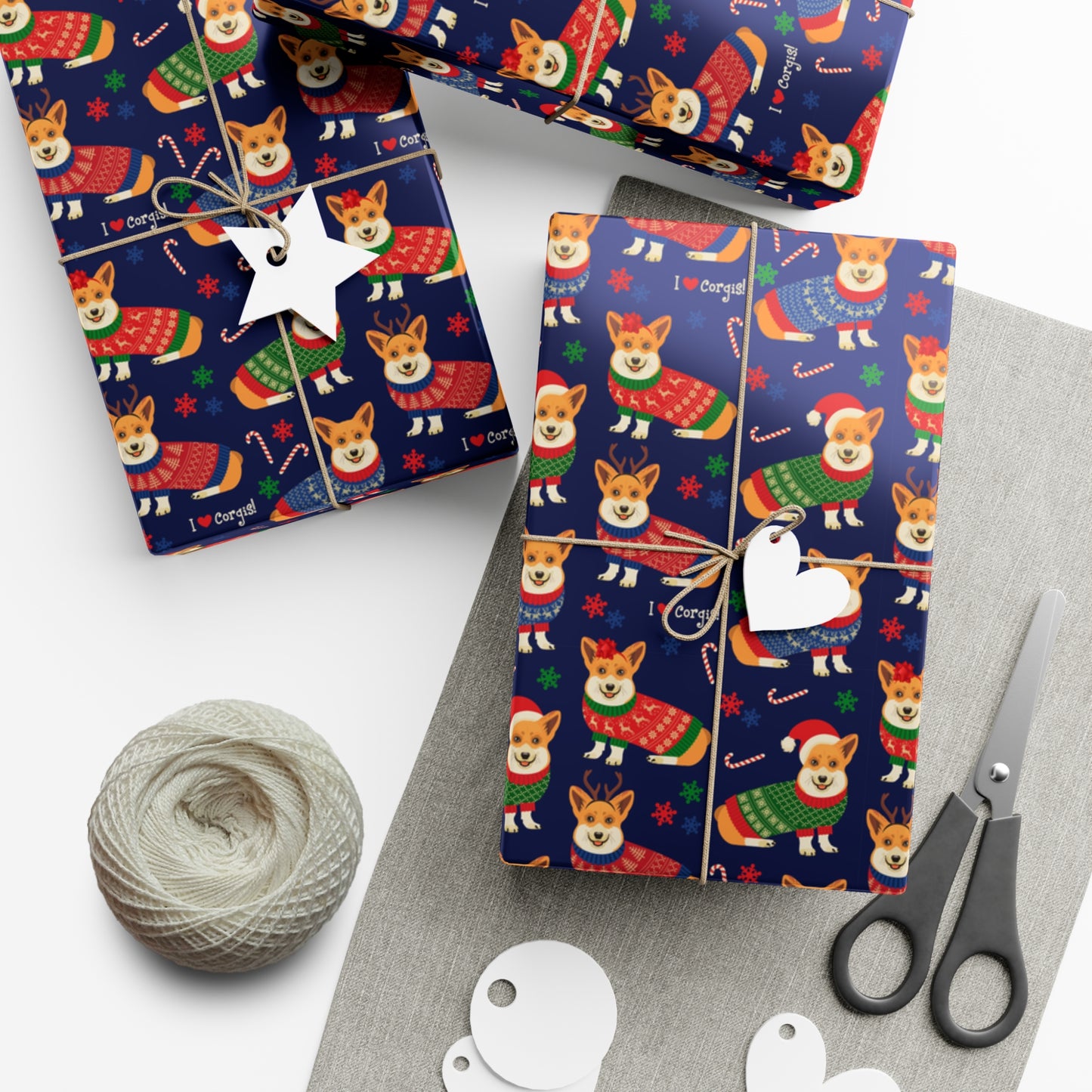 I Love Corgi Christmas Sweater Gift Wrap Papers