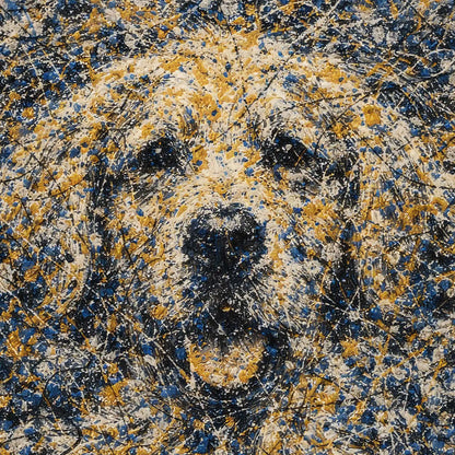 Golden Retriever Pollock-inspired Portrait, Goldie Wall Art Print