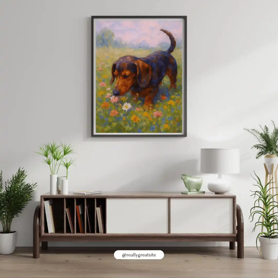 Dachshund Impressionist Portrait, Doxie Wall Art Print