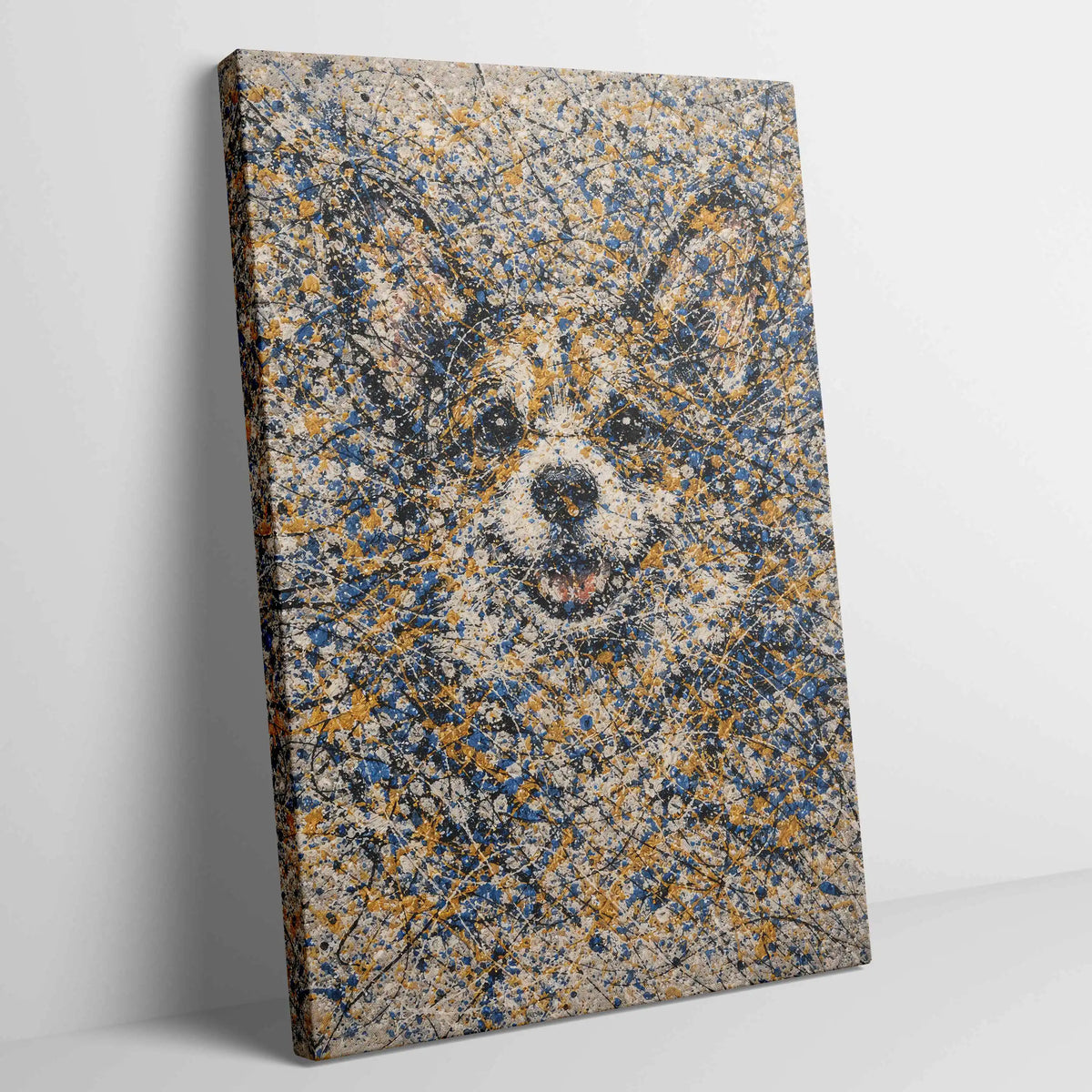 Corgi Pollock-Inspired Portrait, Wall Art Print