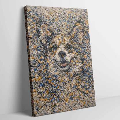 Corgi Pollock-Inspired Portrait, Wall Art Print