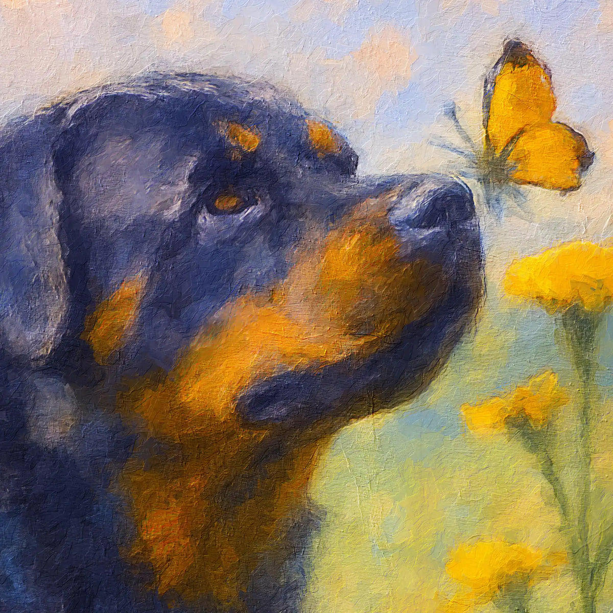 Rottweiler Impressionist Portrait, Rotty Wall Art Print