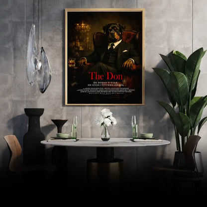 Rottweiler as The Don — Pet Family Mafia Movie Poster, Rotty Wall Art