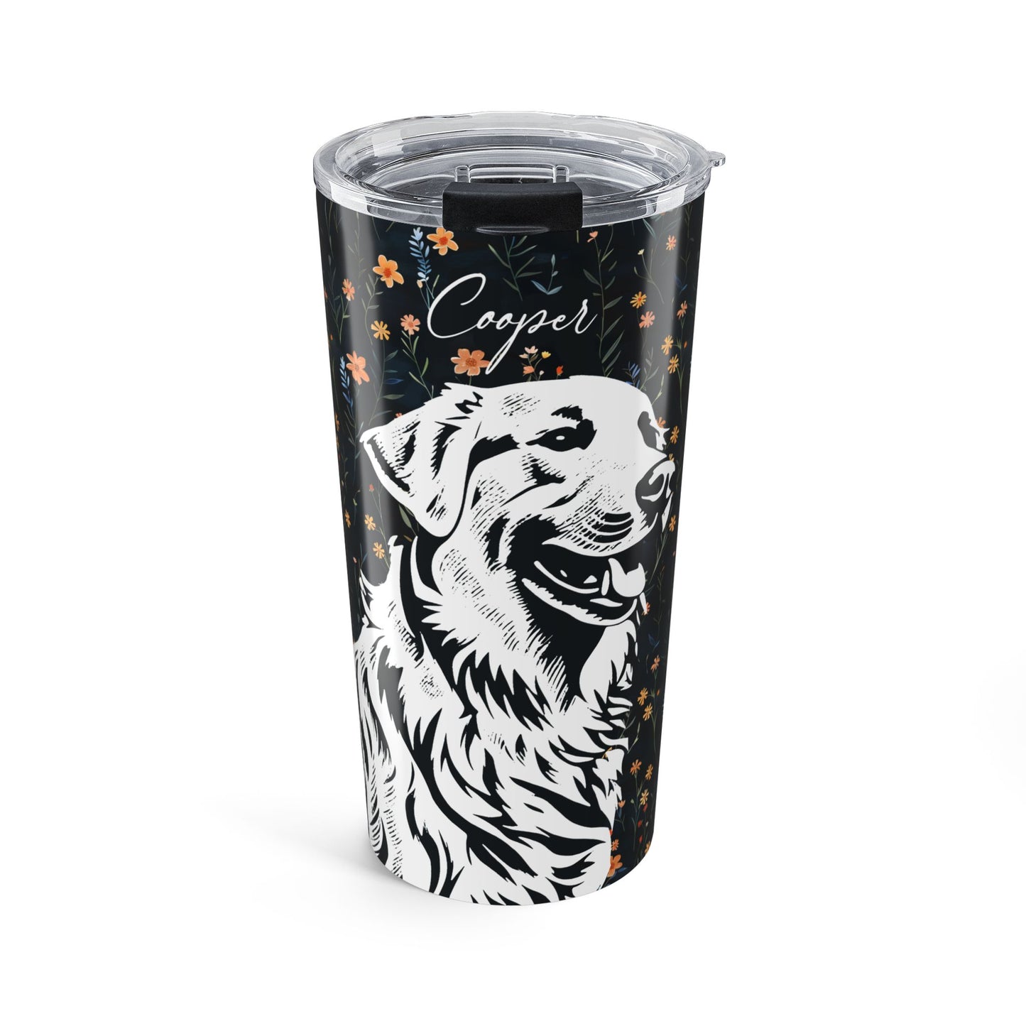 Personalized Golden Retriever Flowers Tumbler, 20oz