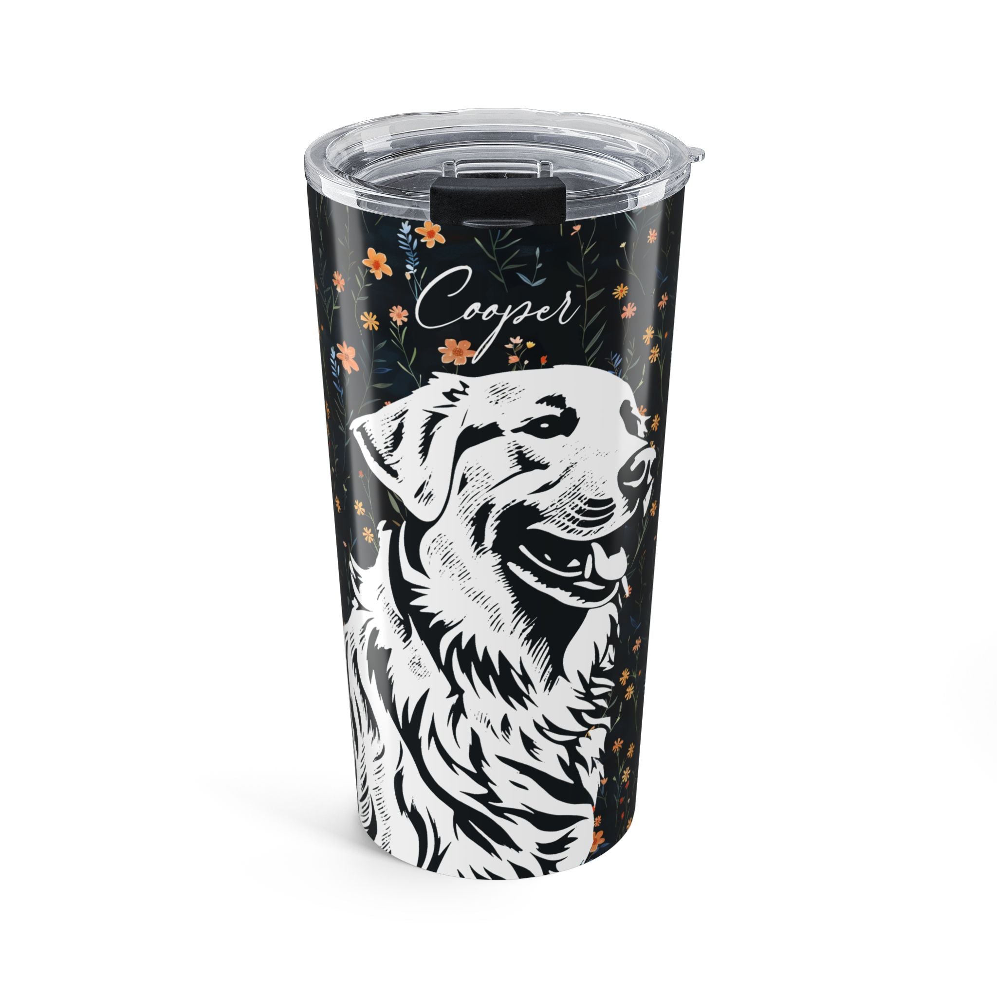 Personalized Golden Retriever Flowers Tumbler, 20oz