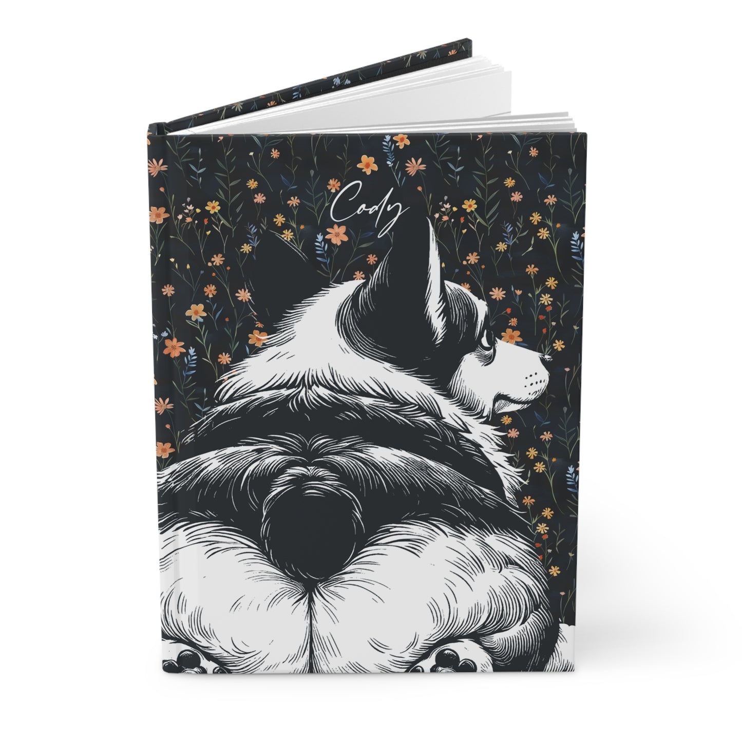 Corgi Butts Floral Hardcover Journal