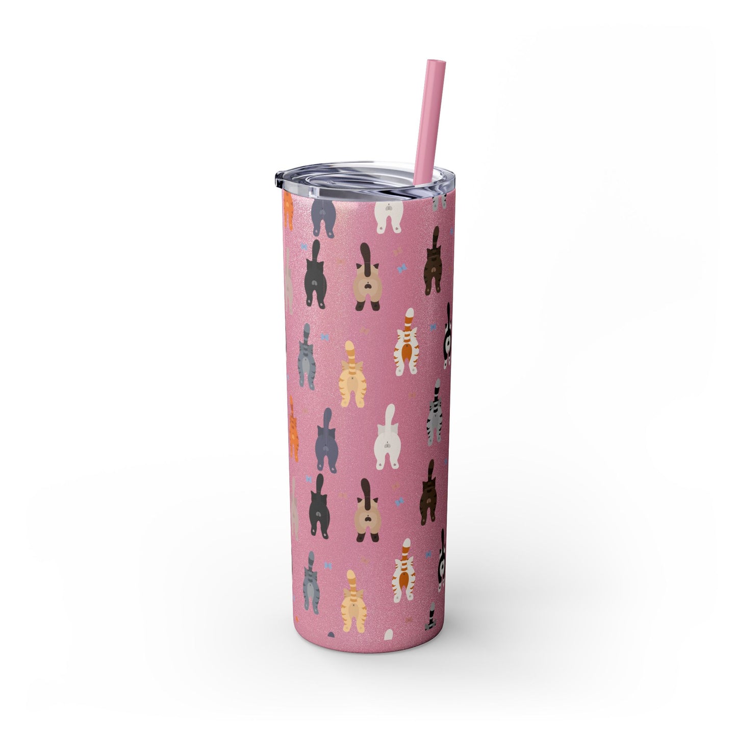 Cat Butts Skinny Tumbler with Straw, 20oz