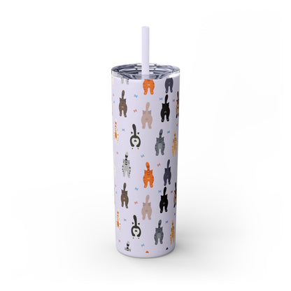 Cat Butts Skinny Tumbler with Straw, 20oz