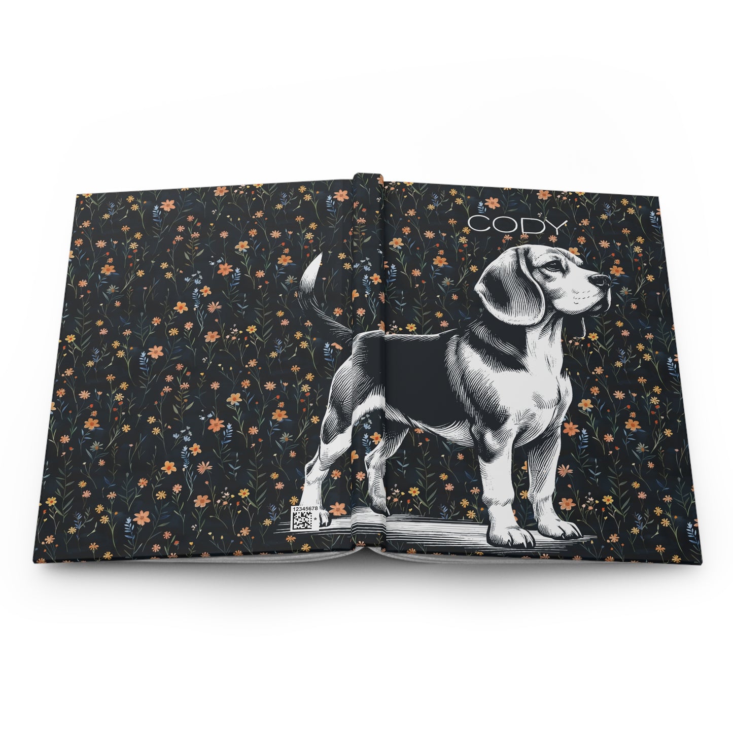 Beagle Flowers Hardcover Journal