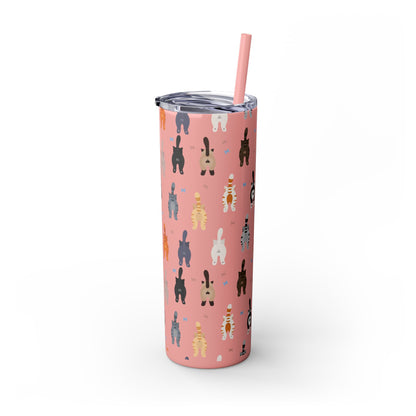 Cat Butts Skinny Tumbler with Straw, 20oz