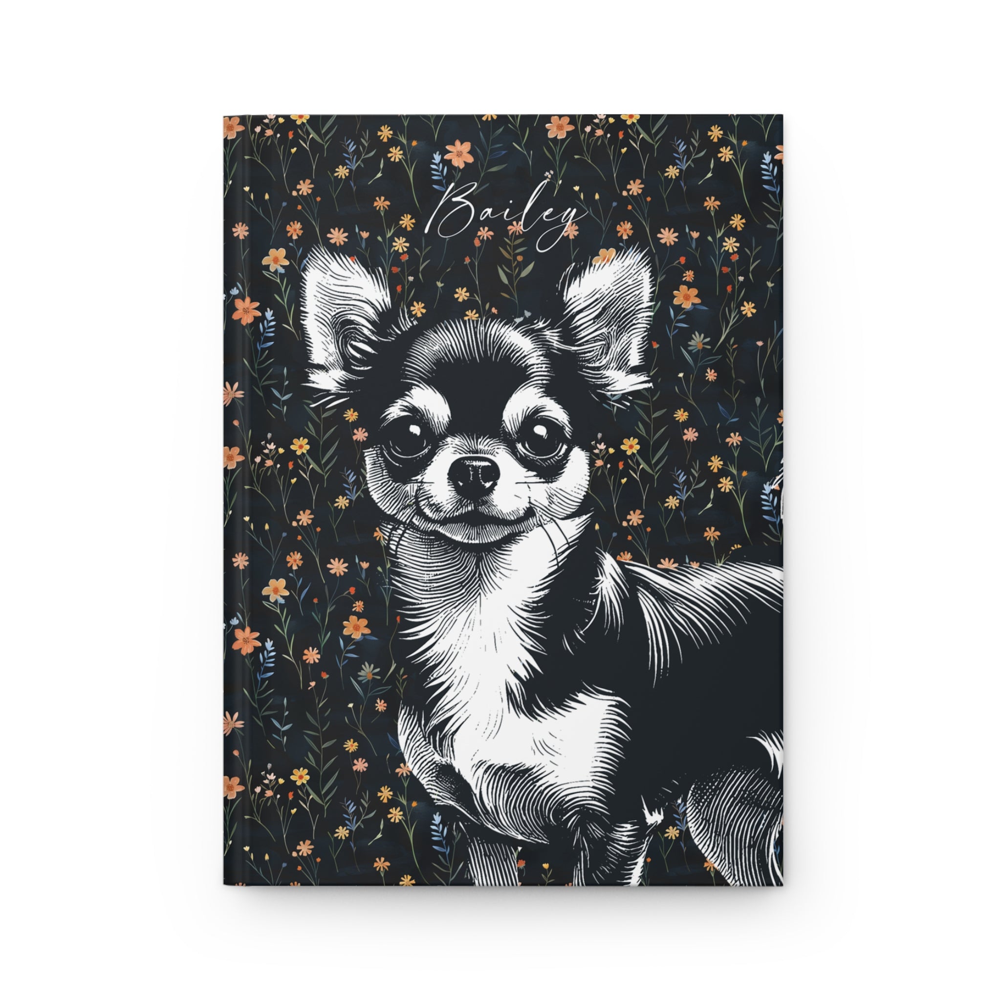 Chihuahua Flowers Hardcover Journal