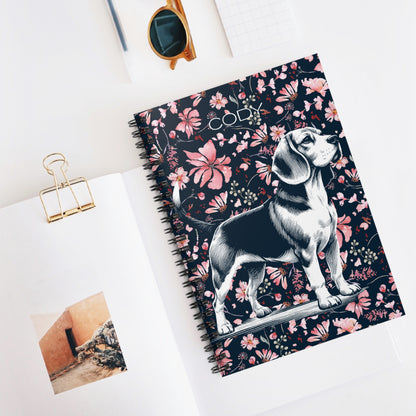 Beagle Floral Spiral Notebook