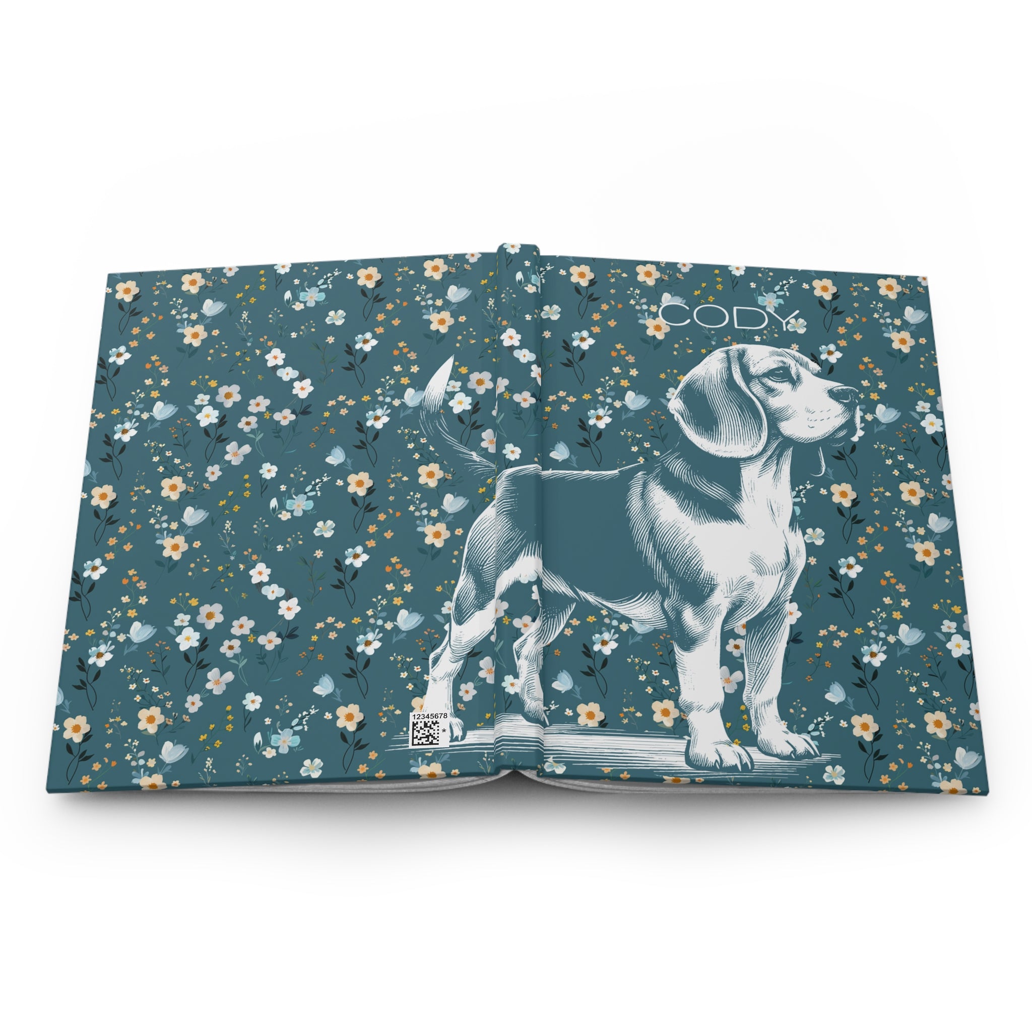 Beagle Flowers Hardcover Journal