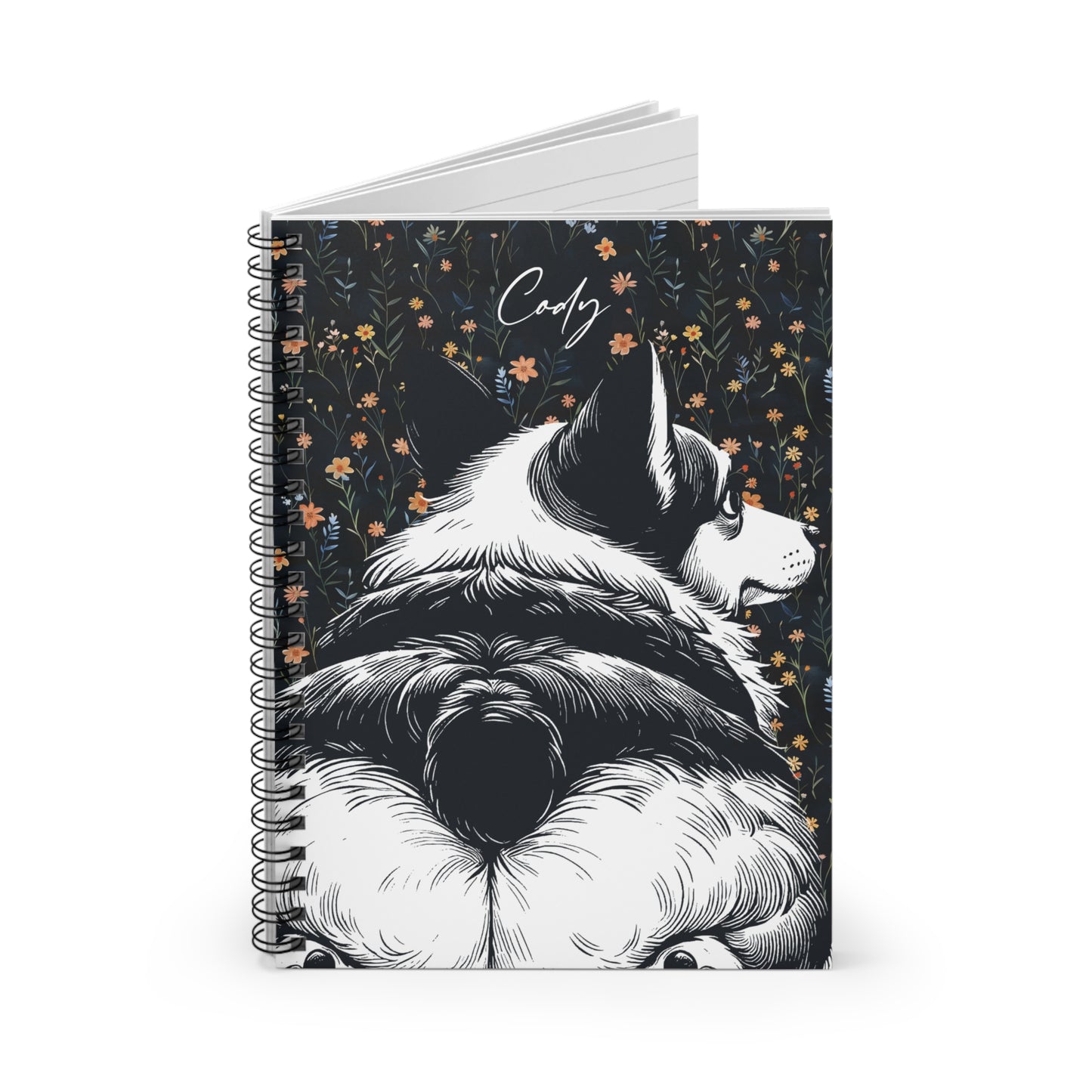 Corgi Butts Floral Spiral Notebook