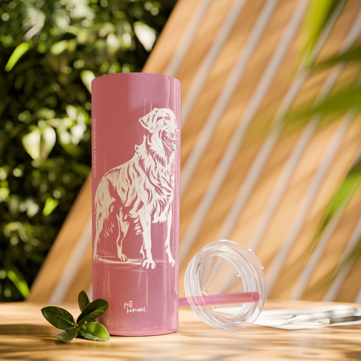 Golden Retriever Skinny Tumbler with Straw, 20oz