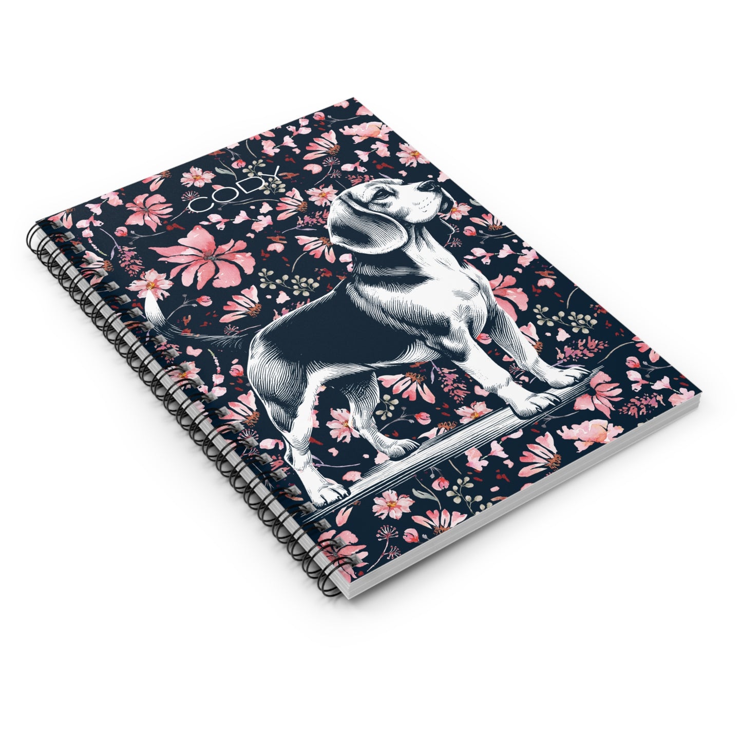 Beagle Floral Spiral Notebook