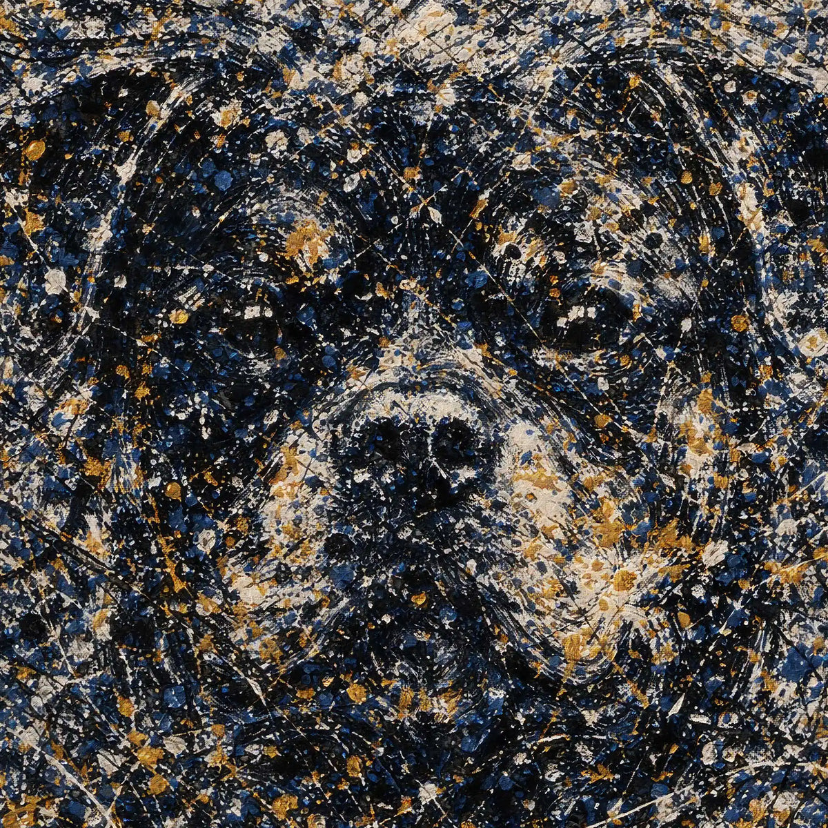 Rottweiler Pollock-inspired Portrait, Rotty Wall Art Print