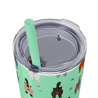 Cat Butts Skinny Tumbler with Straw, 20oz