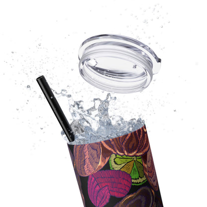 French Bulldog Hearts Skinny Tumbler with Straw, 20oz