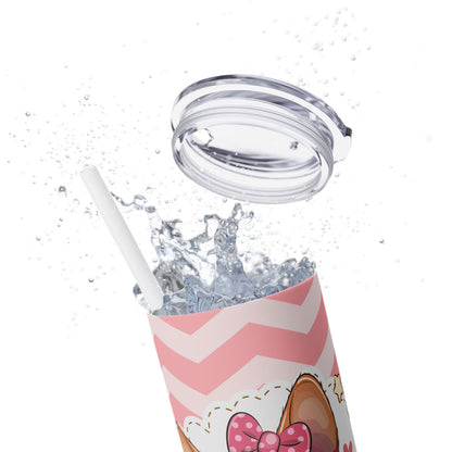 Cute Corgi Puppy Skinny Tumbler with Straw, 20oz