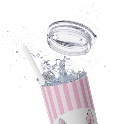 Cute Frenchie Skinny Tumbler with Straw, 20oz