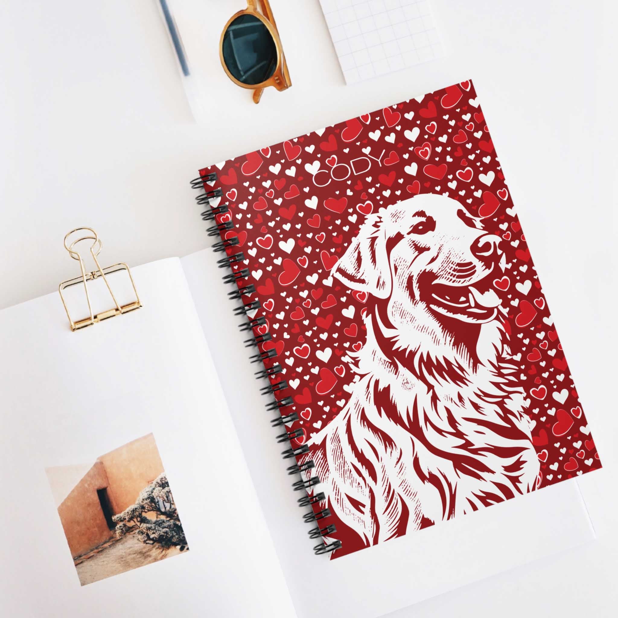 Golden Retriever Hearts Spiral Notebook