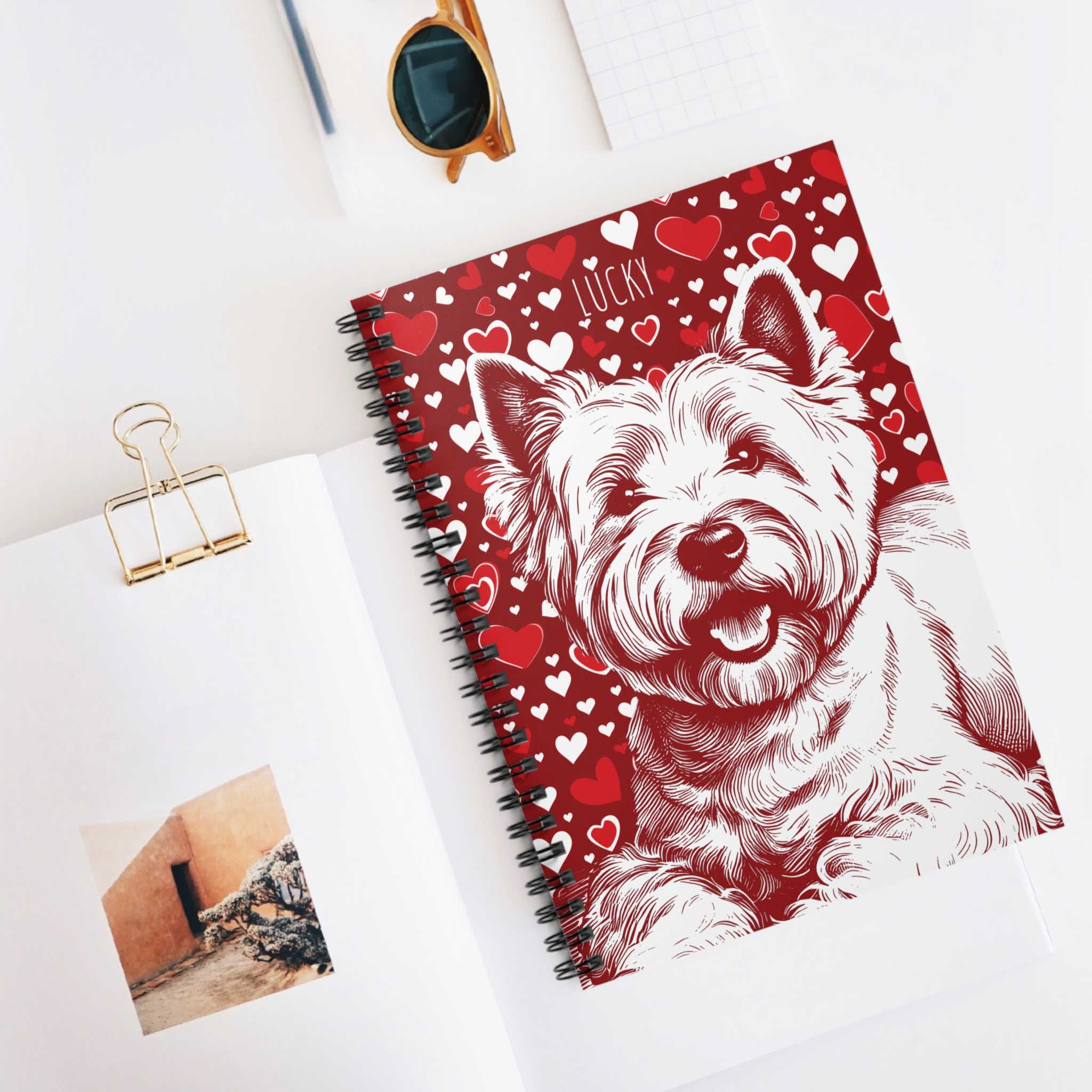 Personalized Westie Hearts Spiral Notebook