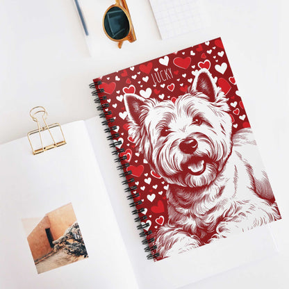 Personalized Westie Hearts Spiral Notebook