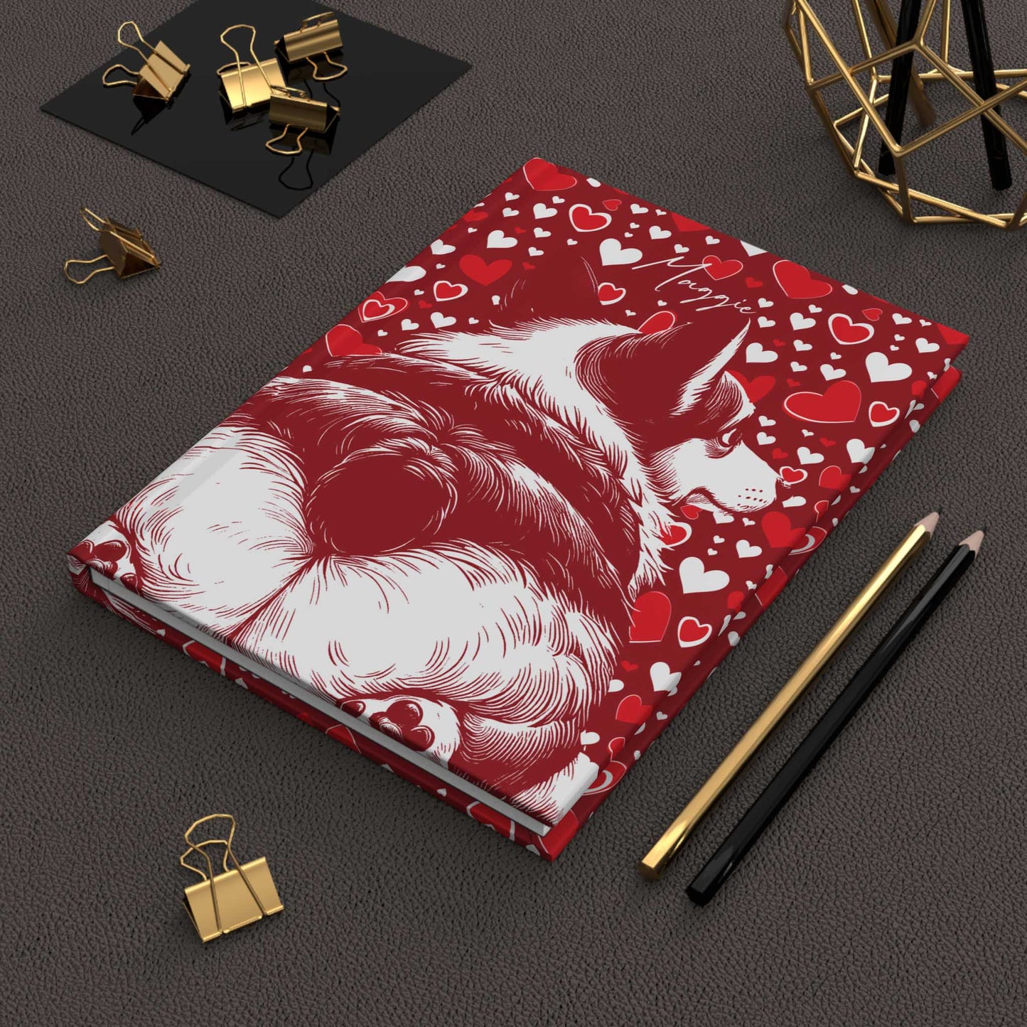 Personalized Corgi Butts Hearts Hardcover Journal