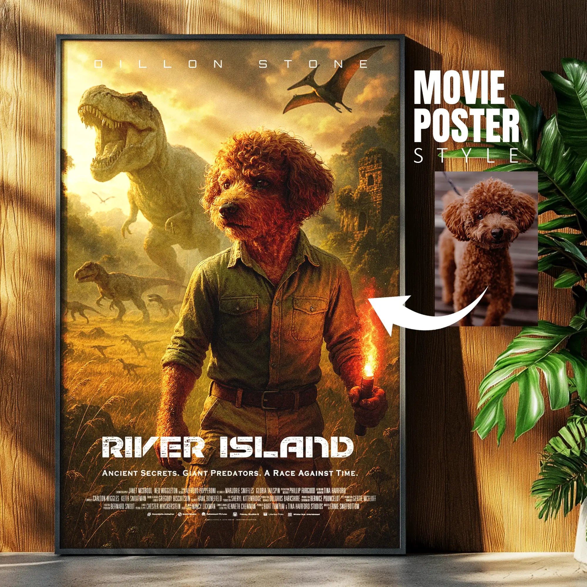 Custom Pet Movie Poster | Dinosaurs Adventure Cinematic Pawtraits