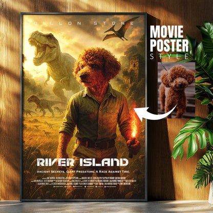 Custom Pet Movie Poster | Dinosaurs Adventure Cinematic Pawtraits