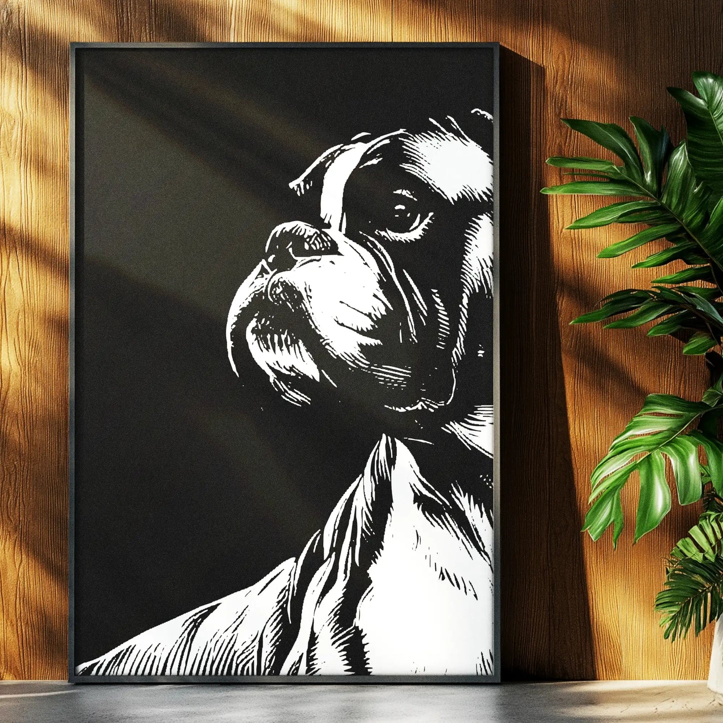 Boxer Dog Breed Minimalist Portrait Wall Art