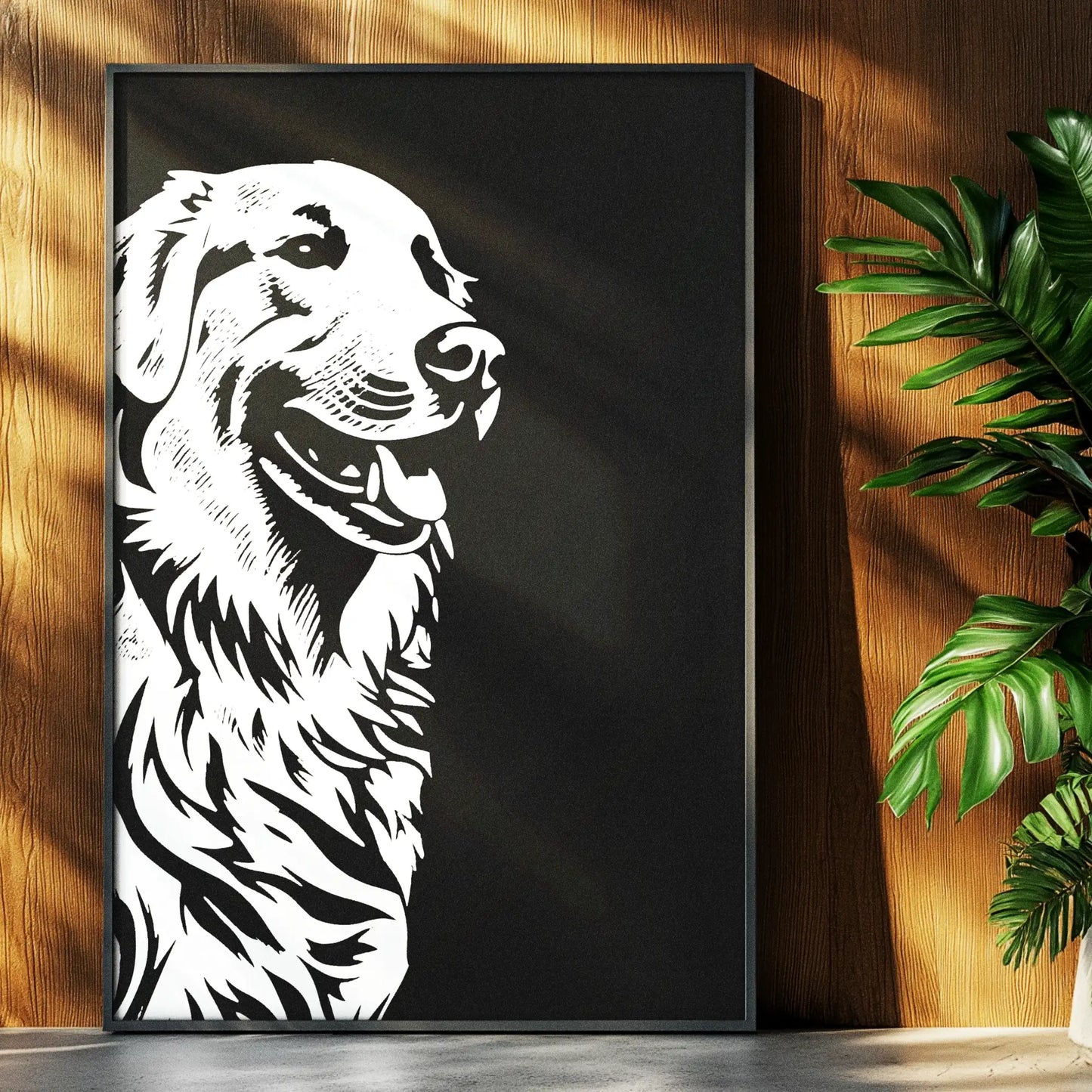 Golden Retriever Minimalist Portrait Wall Art