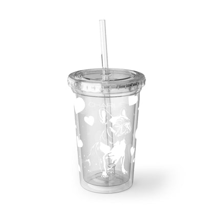 Personalized French Bulldog Heart Suave Acrylic Cup