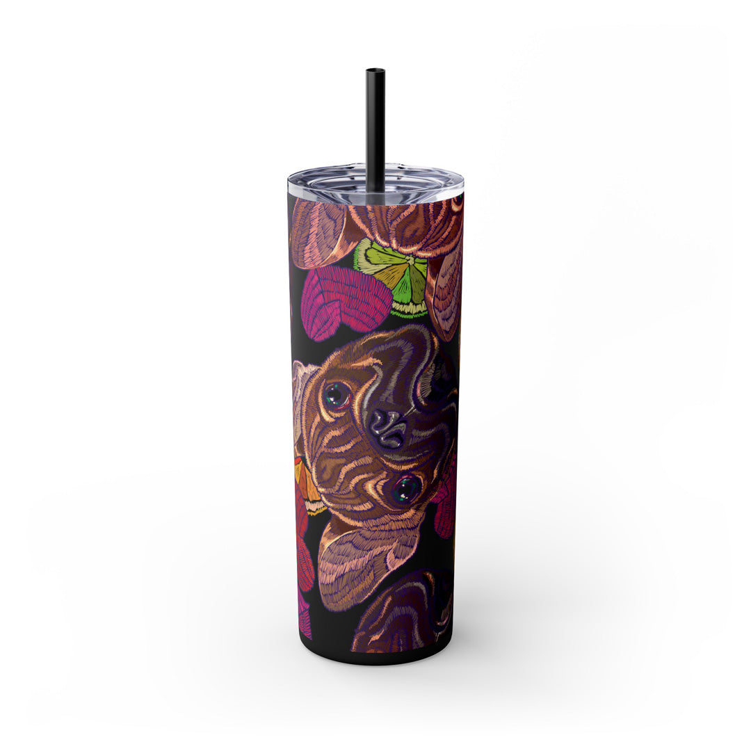 French Bulldog Hearts Skinny Tumbler with Straw, 20oz