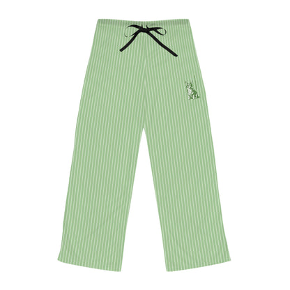 Corgi Women's Pajama Pants (Green Stripes)