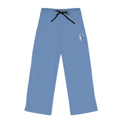 Corgi Women's Pajama Pants (Blue/White Stripes)