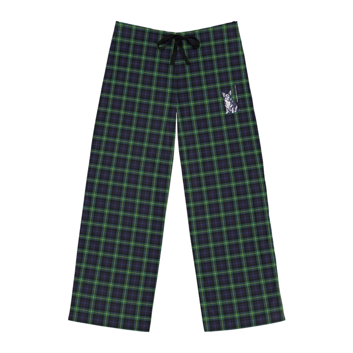 Corgi Men's Pajama Pants (Blue/Green Tartan)