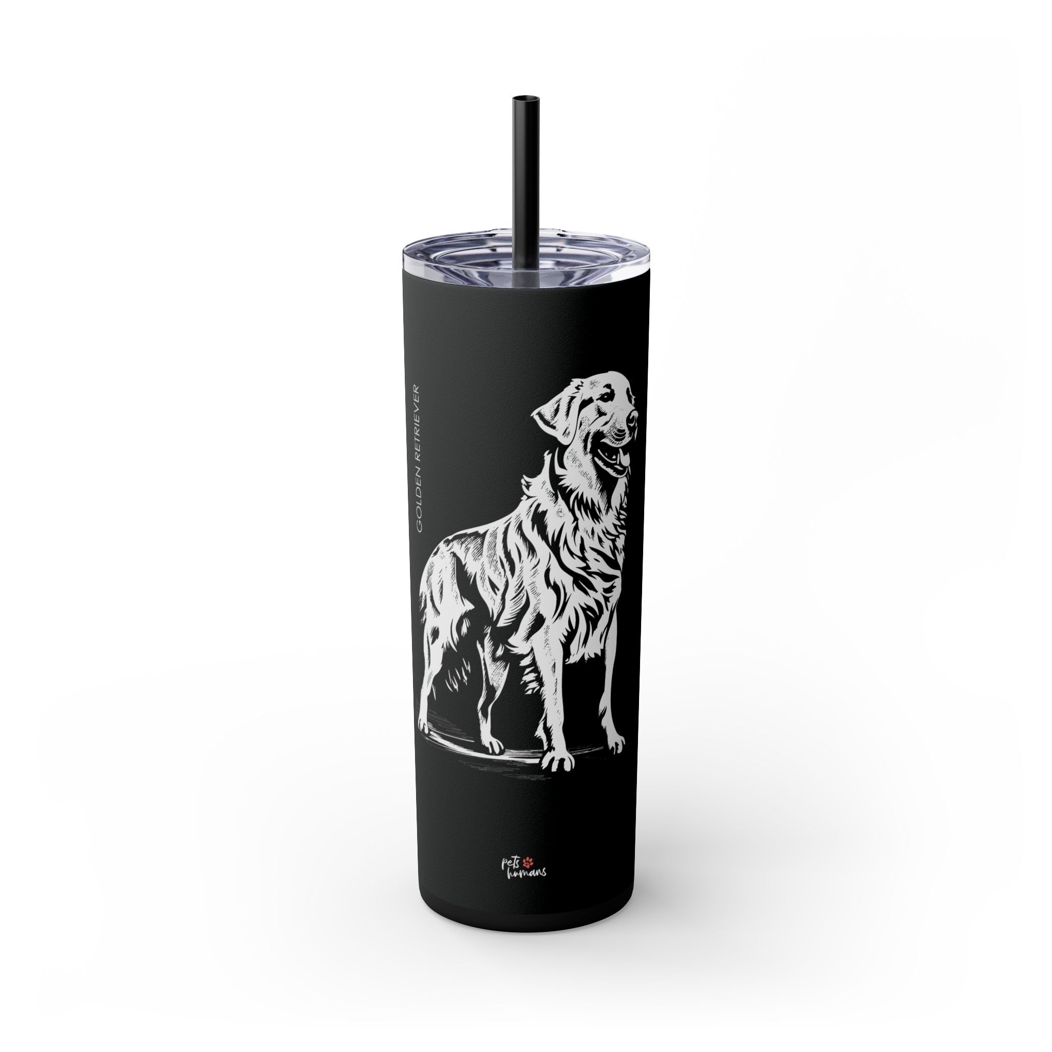 Golden Retriever Skinny Tumbler with Straw, 20oz