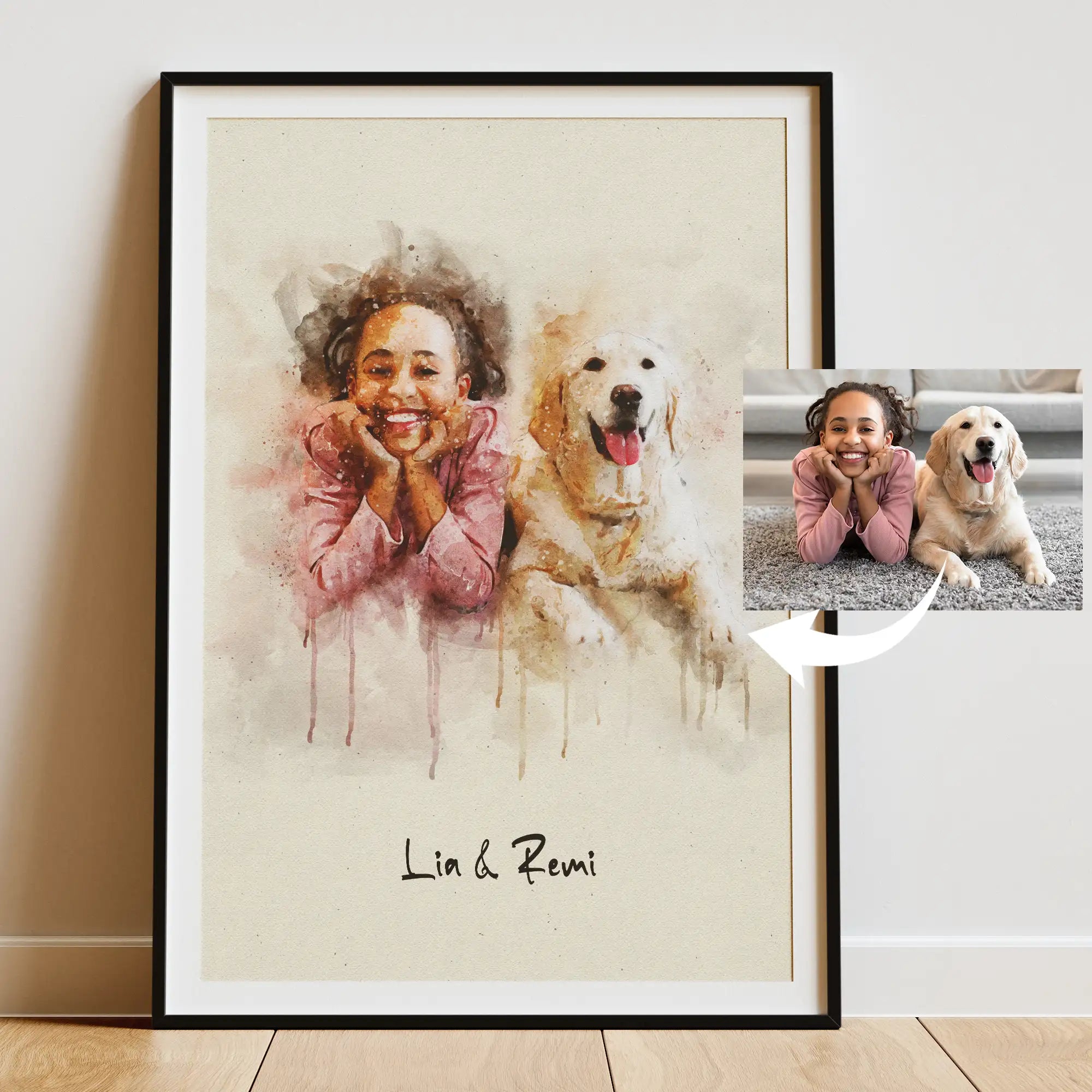 Custom Watercolor Group Pet Portraits