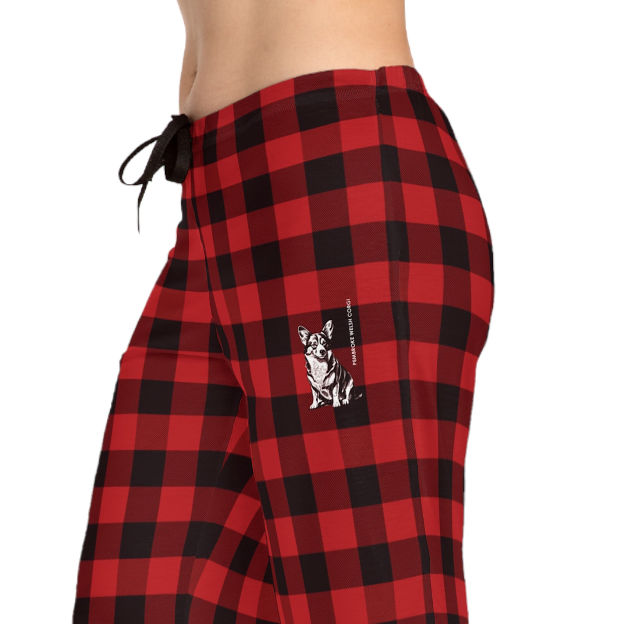 Corgi Women's Pajama Pants (Red/Black Checkered)