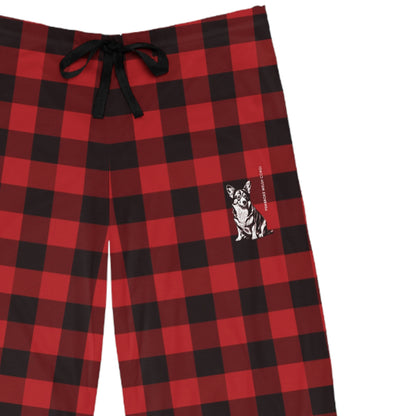 Corgi Men's Pajama Pants (Red/Black Checkered)